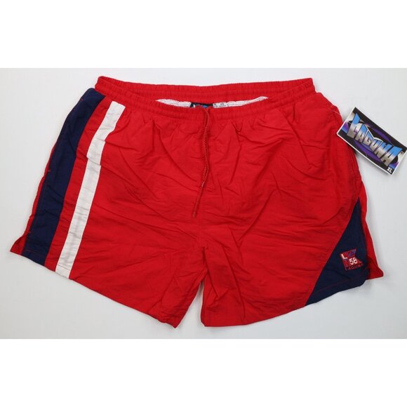 Deadstock Vintage 90s Streetwear Mens XL Sailing Lined Shorts Swim Trunks Red